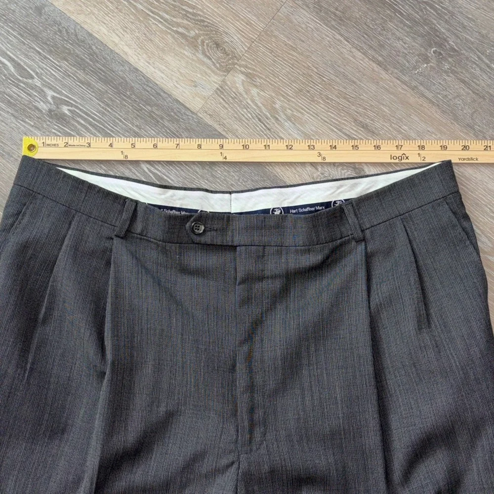 Hart Schaffner Marx Mens Charcoal Gray Pleated Dress Pants 38x30 Trousers